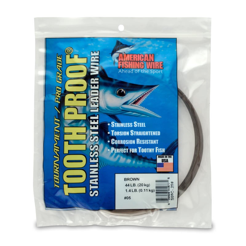 AFW #5 Tooth Proof Stainless Steel Single Strand Leader Wire, 44 lb Test, Camo, 472.5ft - Image 1